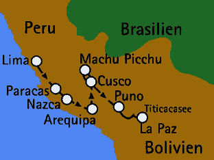 Map of Peru and Bolivia
